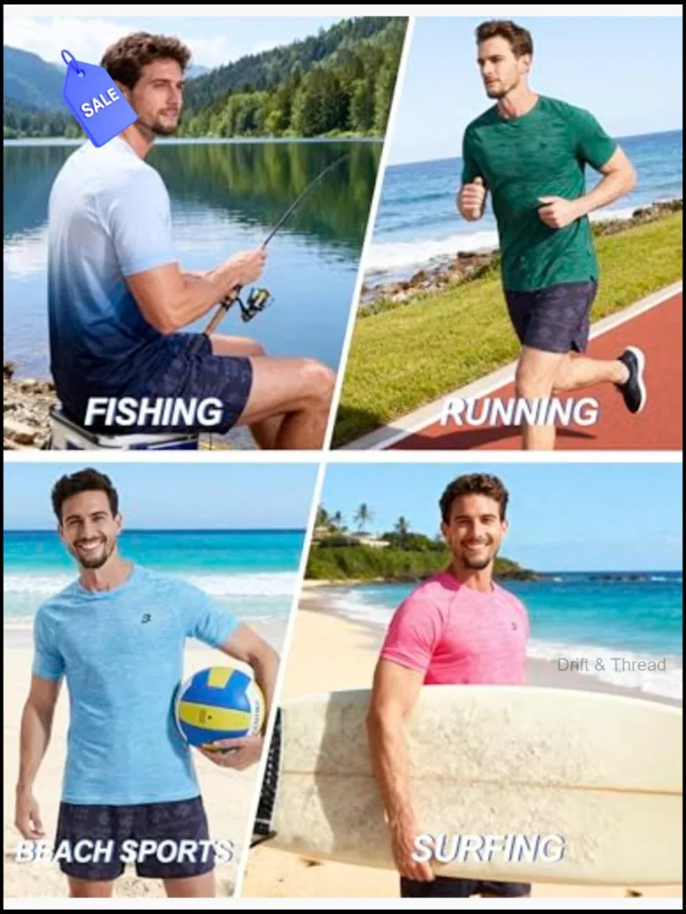 Men's UPF 50+ Rash Guard Quick Dry Sun Protection Swim Shirt Tee